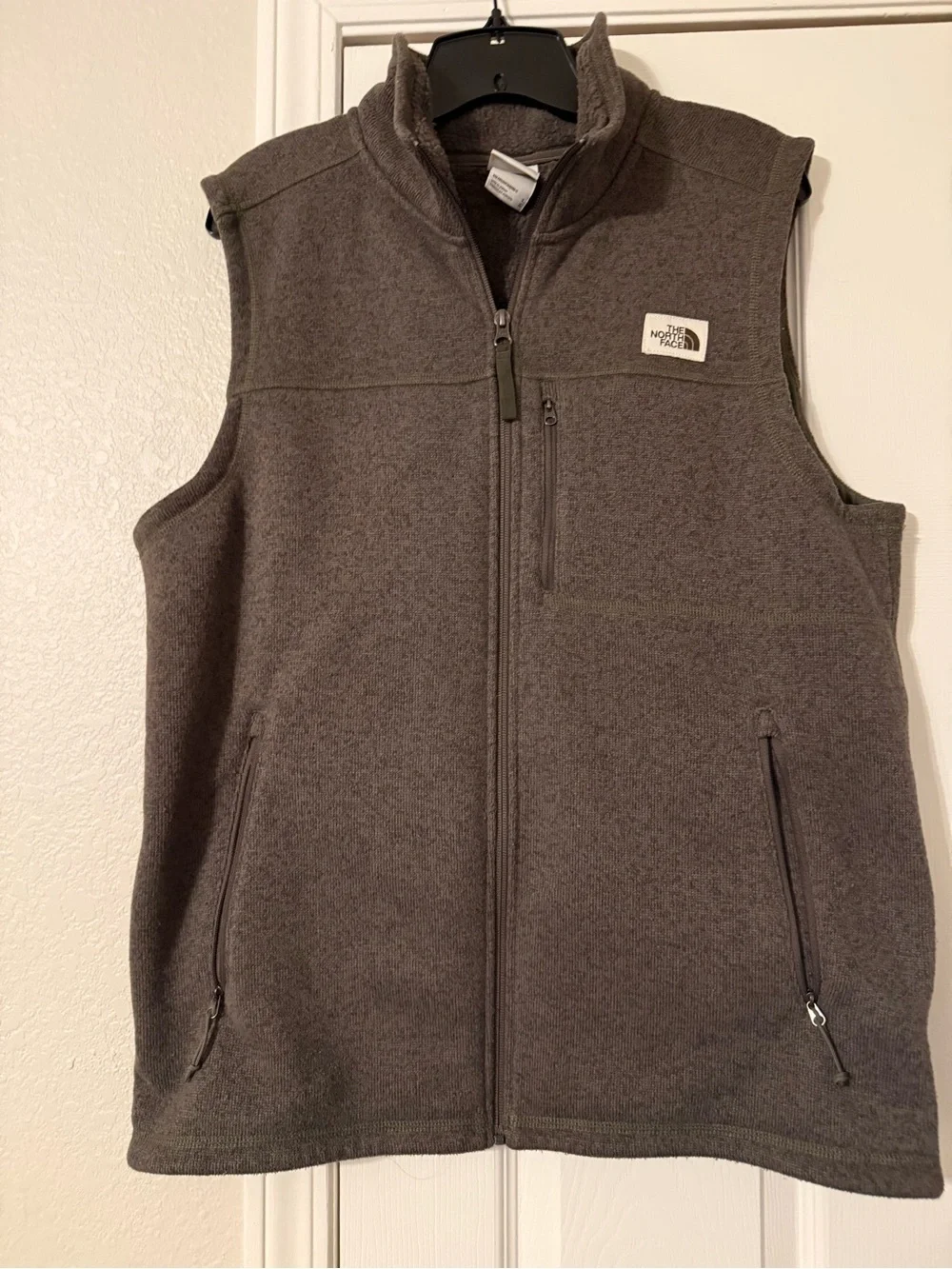 The North Face Charcoal Green Fleece Vest with Zip Pockets